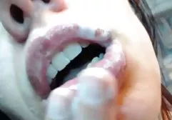 Gina Devine covers dick with whipped cream and sucks